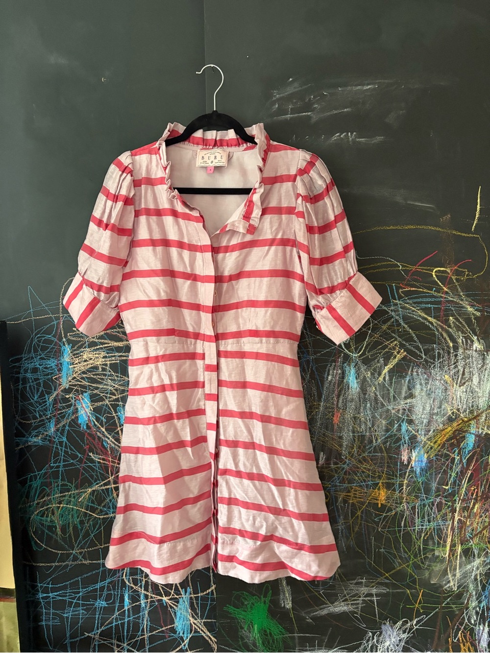 Buru Striped Pink Mini Dress - small